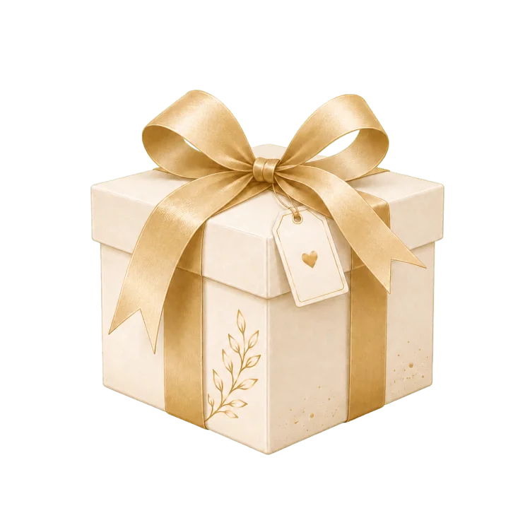 Hộp quà ivory với nơ vàng